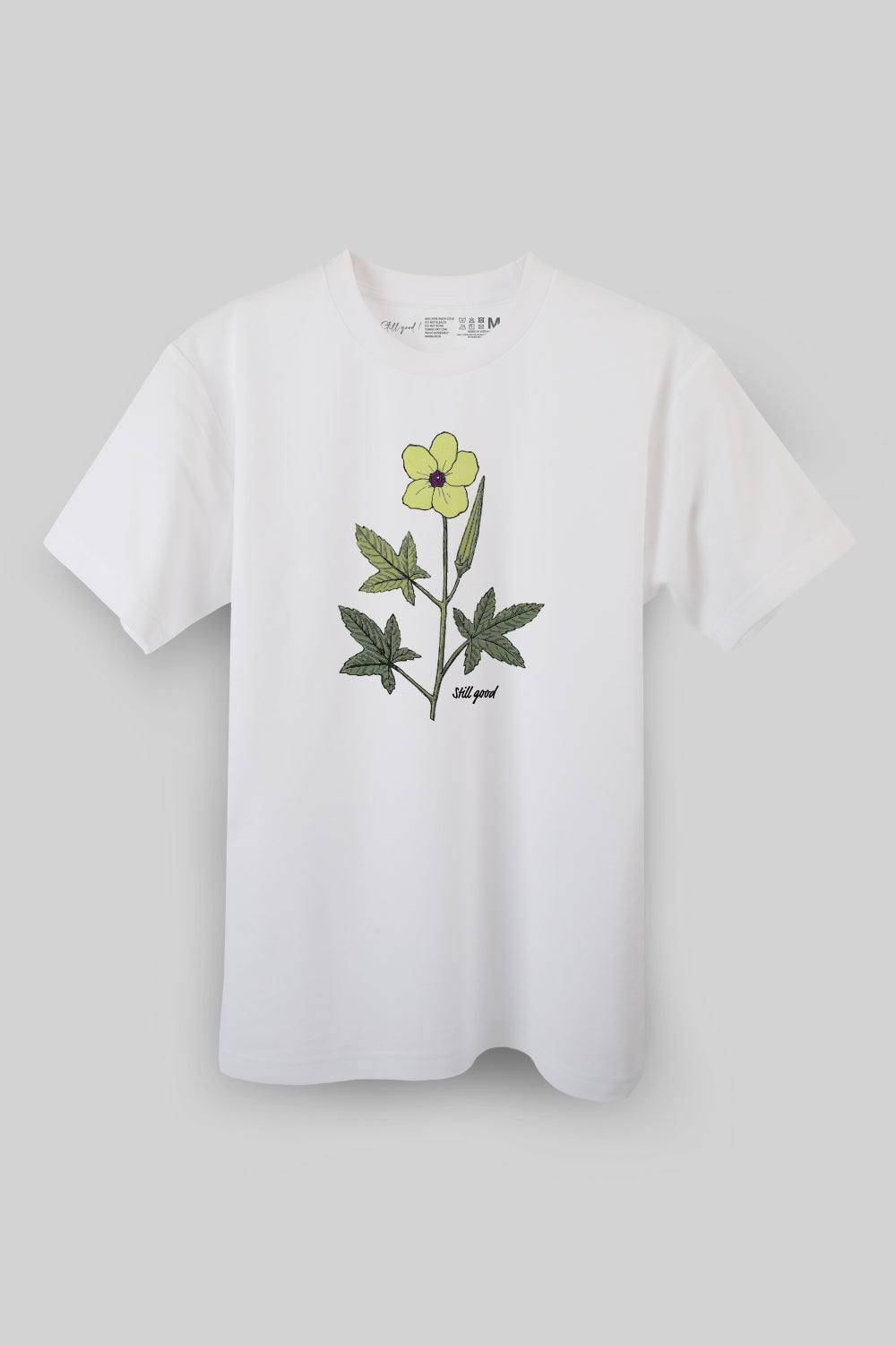 【Still good!】爽やかなデザイン!オクラの花Tシャツ -Okra Frower Tee/cotton 100%/size:S-XXL