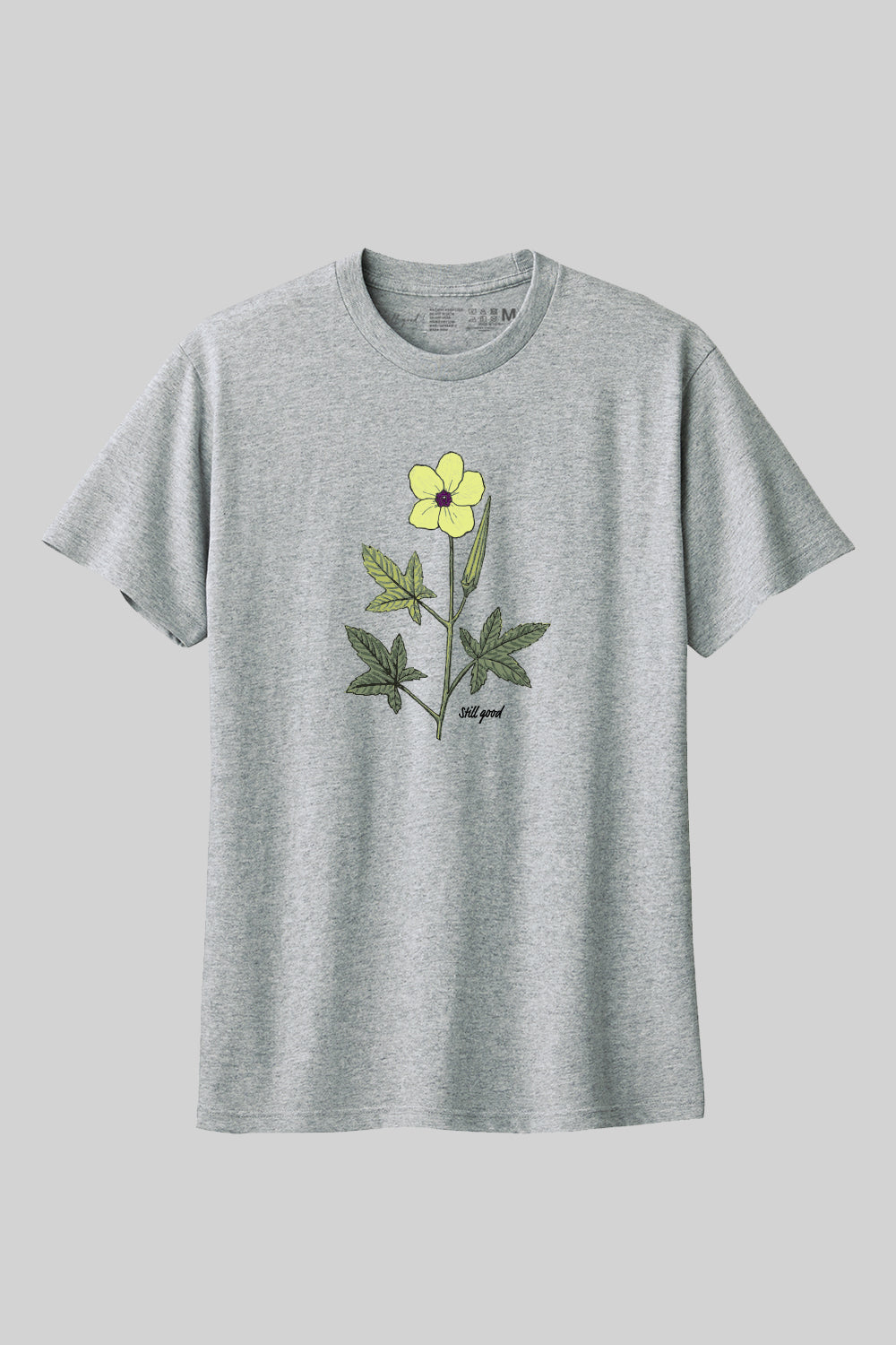 【Still good!】爽やかなデザイン!オクラの花Tシャツ -Okra Frower Tee/cotton 100%/size:S-XXL