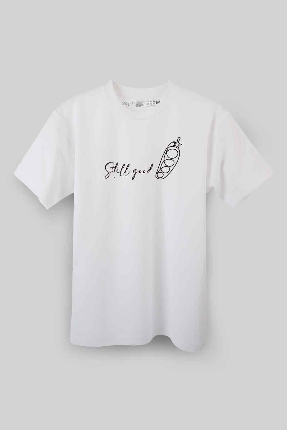 【Still good!】温かみのあるイラスト!/一筆書きのえんどう豆Tシャツ -Peas One Stroke Tee/cotton 100%/size:S-XXL
