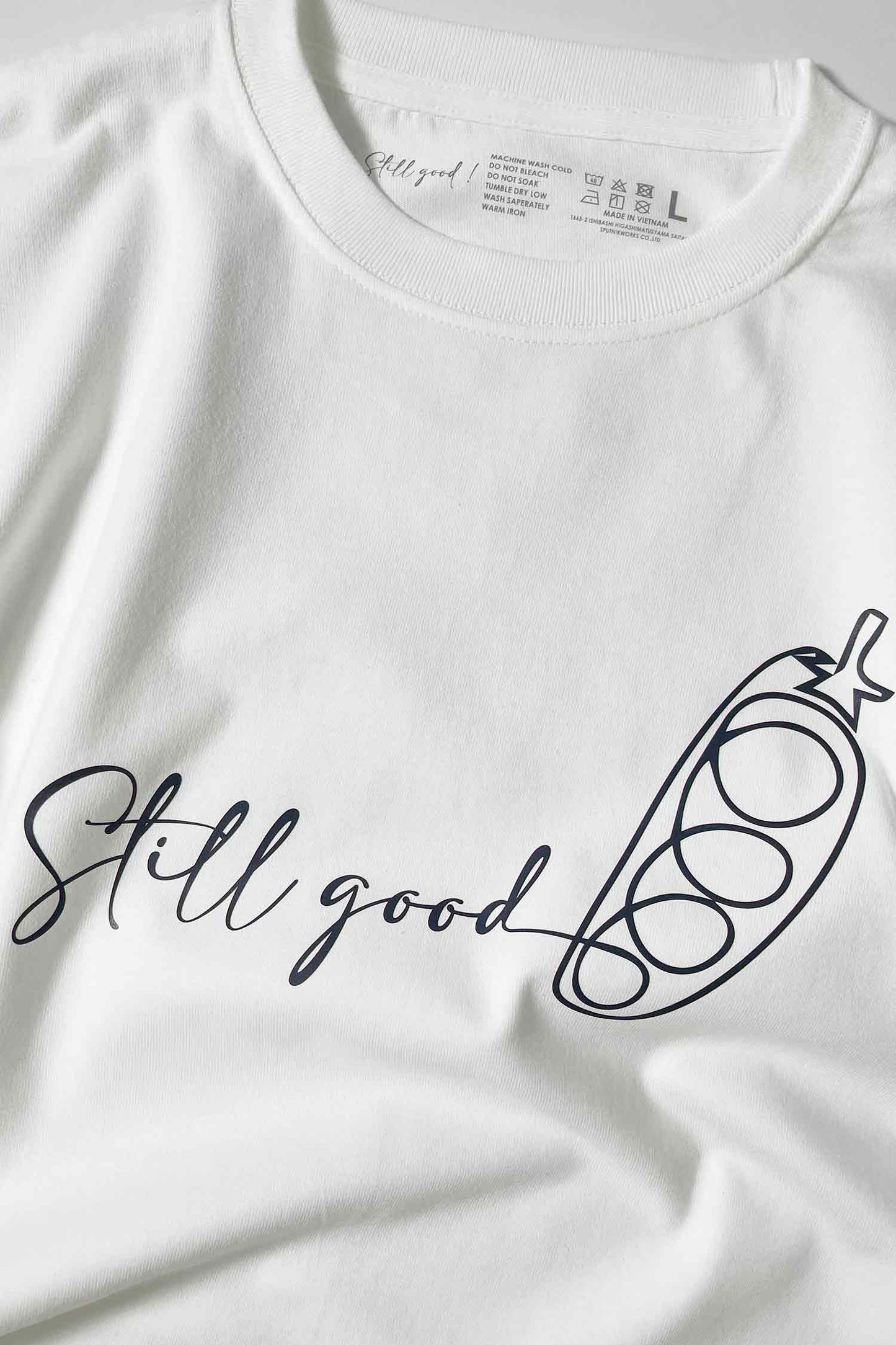 【Still good!】温かみのあるイラスト!/一筆書きのえんどう豆Tシャツ -Peas One Stroke Tee/cotton 100%/size:S-XXL