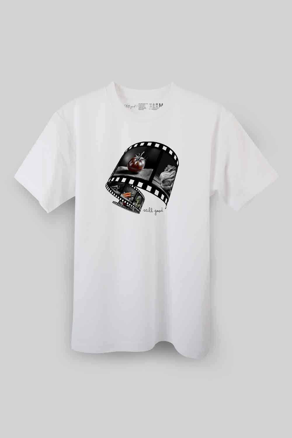 【Still good!】クールなデザイン！野菜のフィルムTシャツ -Veggie Film-Inspired Graphic Tee/cotton 100%/size:S-XXL