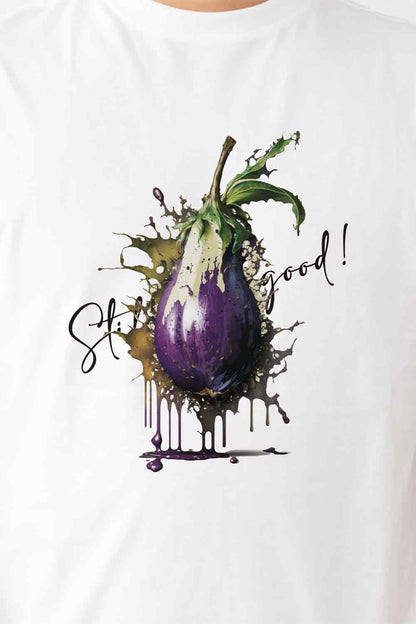 【Still good!】実りの秋！/パンパン茄子Tシャツ -Eggplant Explosion Tee/cotton 100%/size:S-XXL