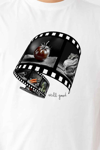 【Still good!】クールなデザイン！野菜のフィルムTシャツ -Veggie Film-Inspired Graphic Tee/cotton 100%/size:S-XXL