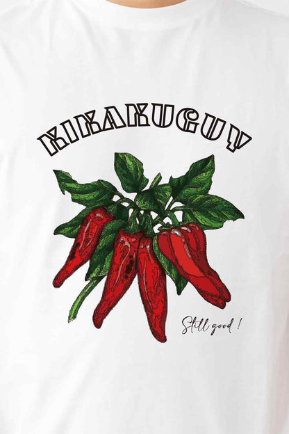 【Still good!】思わず唸る一口！/虫食い唐辛子Tシャツ -Buggy chili Tee/cotton 100%/size:S-XXL