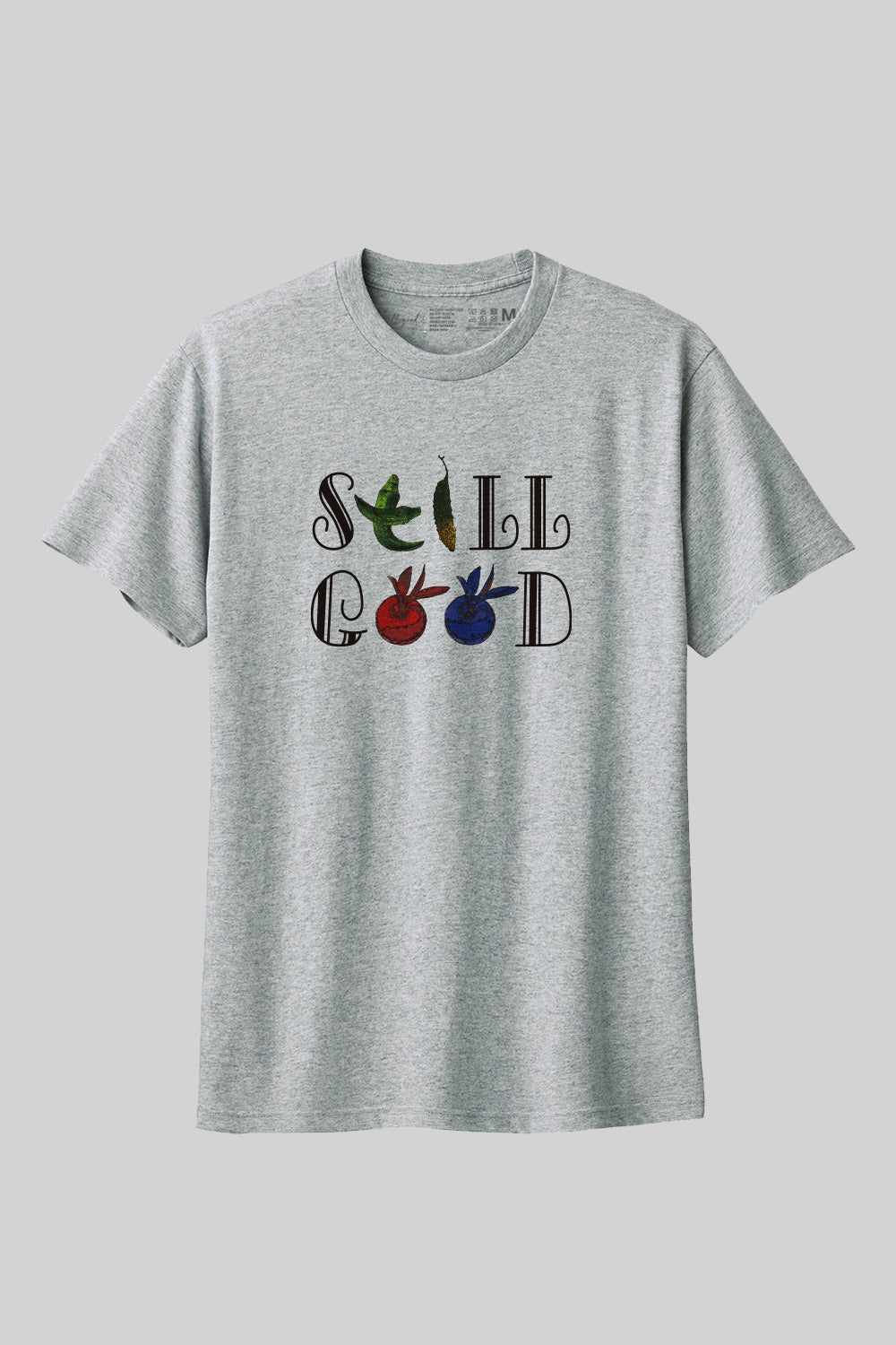 野菜文字アート Tシャツ　STILL GOOD文字Tee