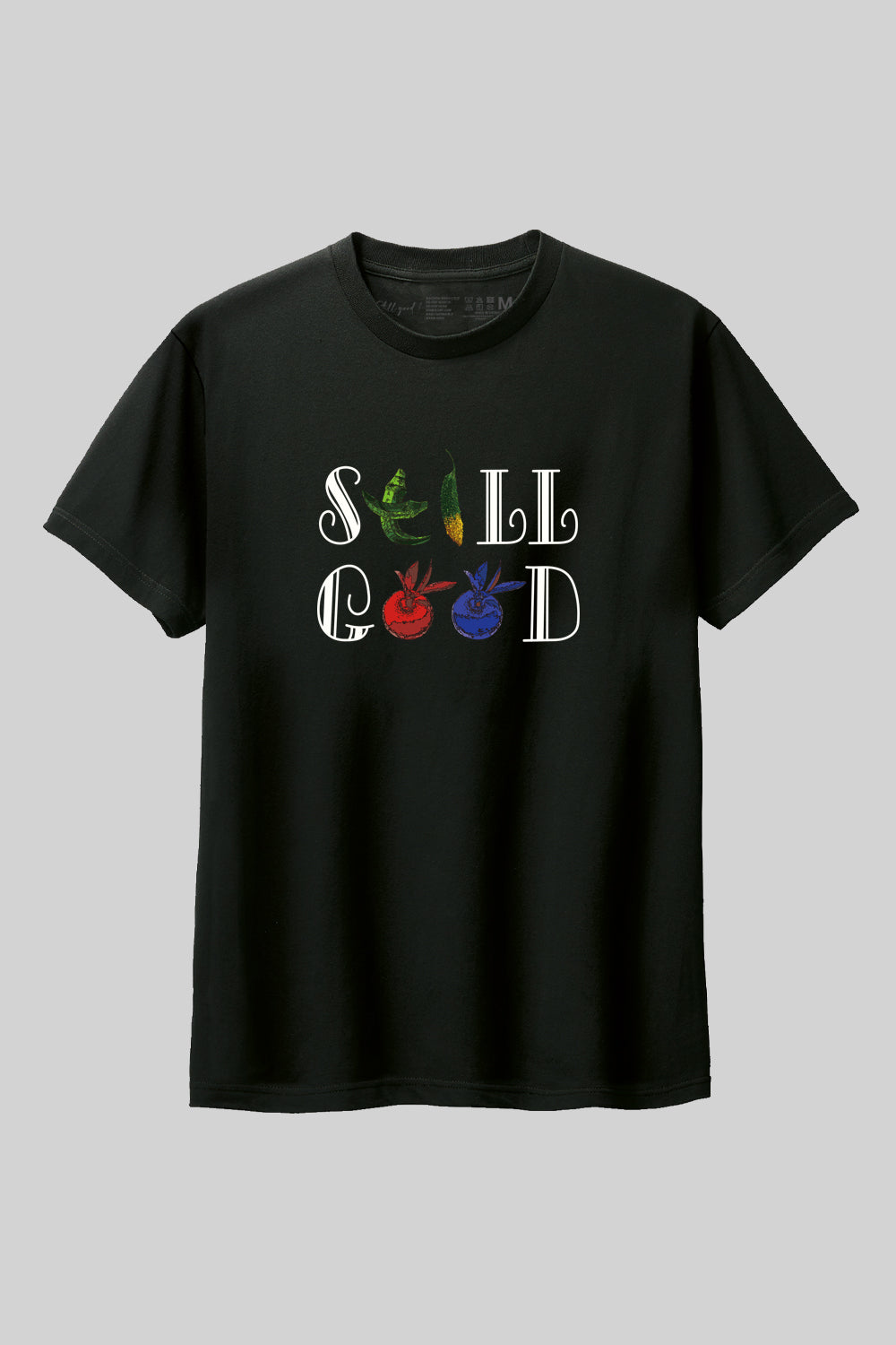 野菜文字アート Tシャツ　STILL GOOD文字Tee