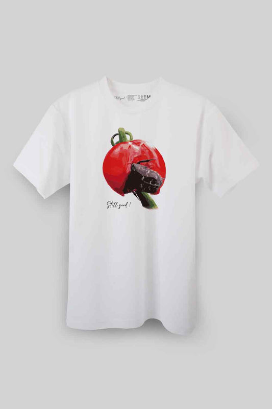 【Still good!】無邪気な虫の攻撃！/ミニトマト・バグ・バイトTシャツ -Bugged Tomato Tee/cotton 100%/size:S-XXL