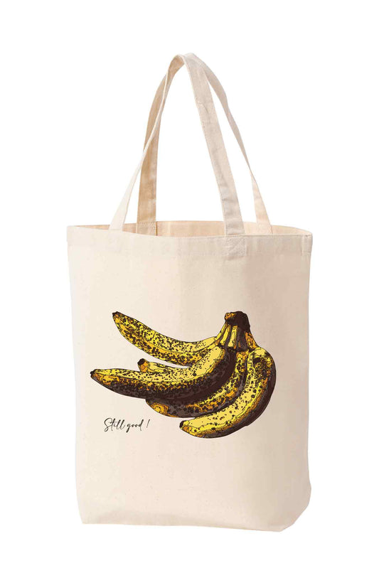 「Ripe Banana 」ちょっと熟れすぎて少し黒ずんだバナナのデザインのトートバッグ