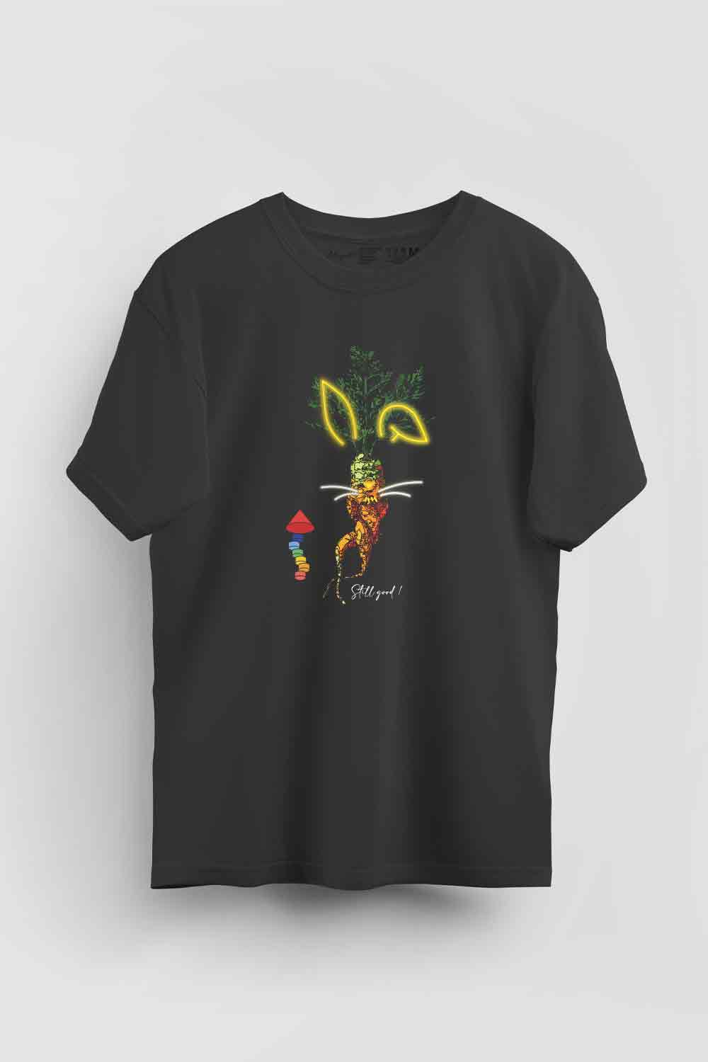 【Still good!】可愛すぎる！待ち人ニンジンとうさぎTシャツ -Waiting Carrot Tee/cotton 100%/size:S-XXL