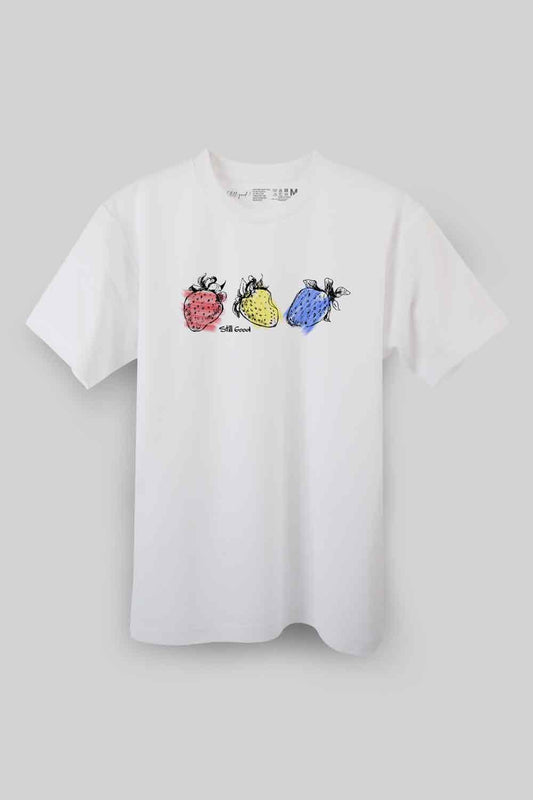 【Still good!】みんなで楽しめる！/アンイーブンストロベリーズTシャツ -Ununiformed Strawberries Tee/cotton 100%/size:S-XXL