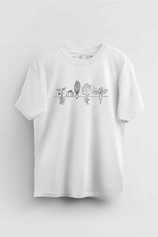 【Still good!】シンプル＆ナチュラル！/野菜のラインアートTシャツ -Vegetable Line Art Tee/cotton 100%/size:S-XXL