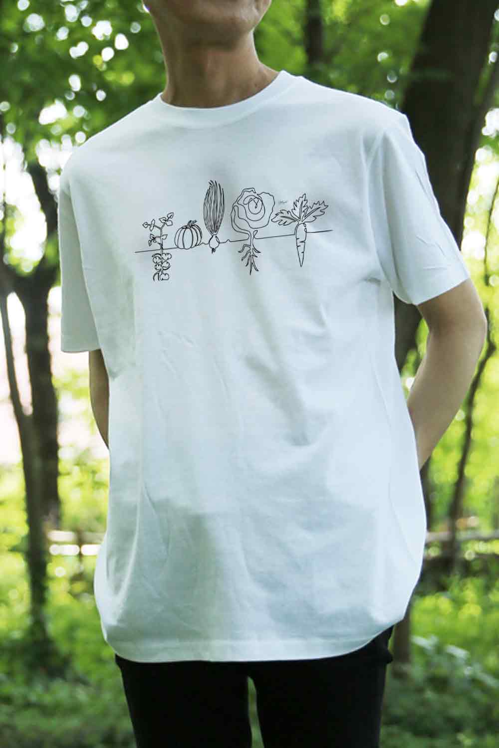 【Still good!】シンプル＆ナチュラル！/野菜のラインアートTシャツ -Vegetable Line Art Tee/cotton  100%/size:S-XXL