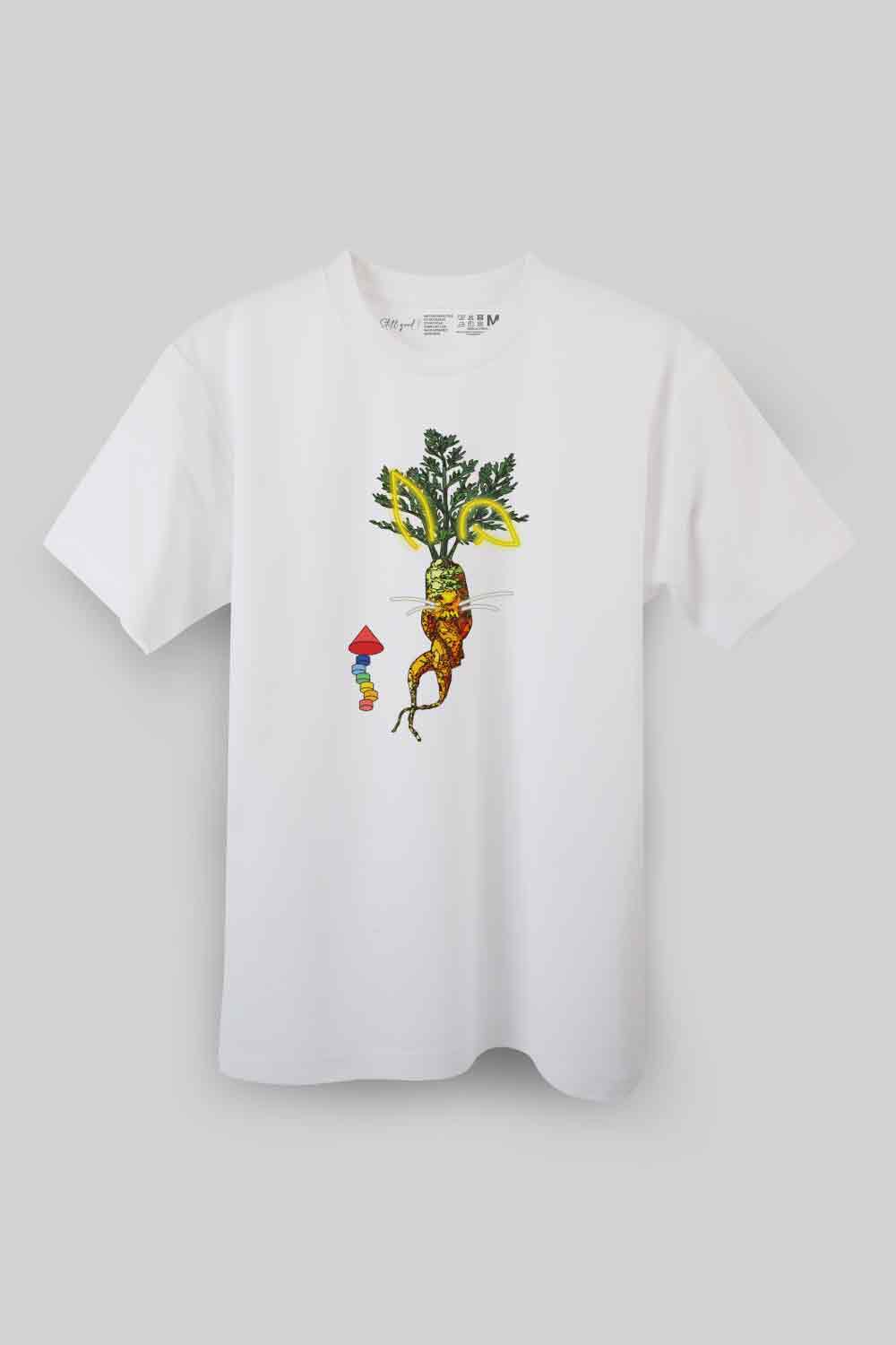 【Still good!】可愛すぎる！待ち人ニンジンとうさぎTシャツ -Waiting Carrot Tee/cotton 100%/size:S-XXL